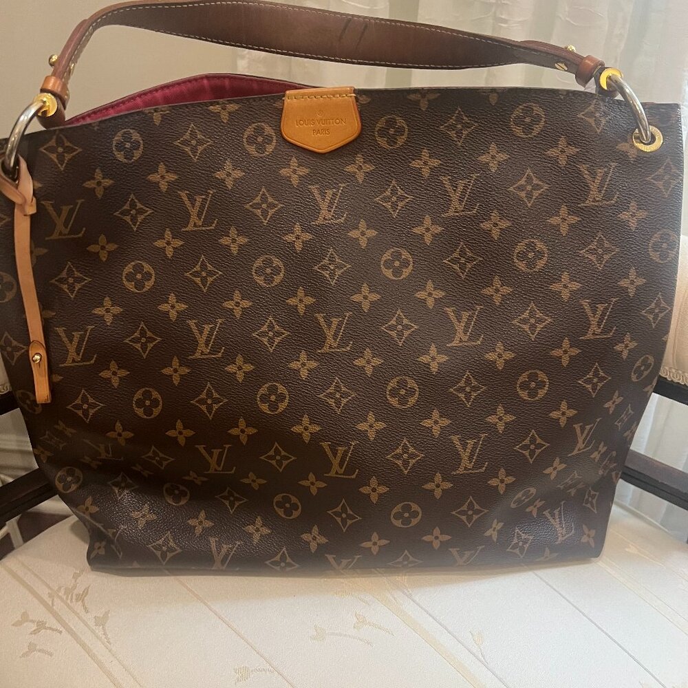 Louis Vuitton Graceful MM Monogram Tote – Red (Magenta) Interior – Authentic
